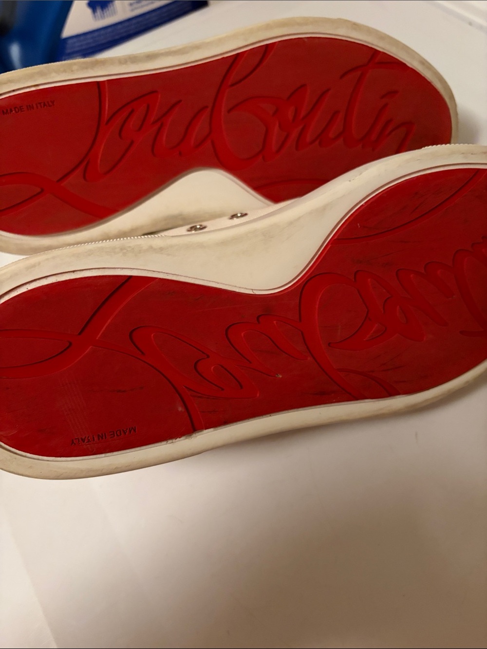 Christian Louboutin Off-White Low-Top Canvas & Leather Sneakers